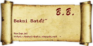 Beksi Bató névjegykártya